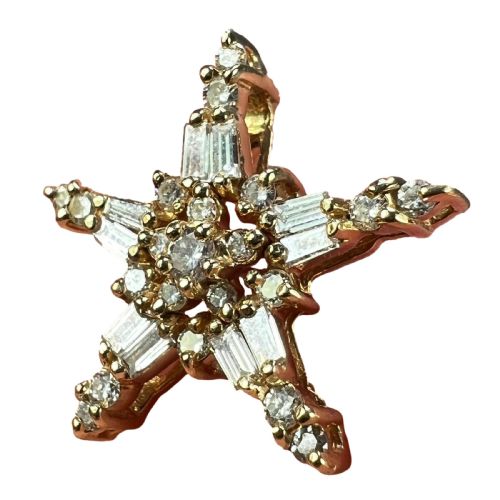 HIRSCH OPPENHEIMER DIAMOND STAR 14K YELLOW GOLD CHRISTMAS PENDANT - ADDITIONAL PHOTO 1