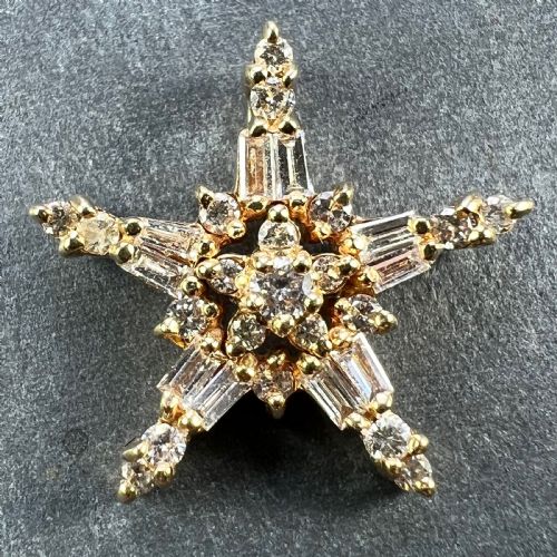 HIRSCH OPPENHEIMER DIAMOND STAR 14K YELLOW GOLD CHRISTMAS PENDANT - ADDITIONAL PHOTO 2