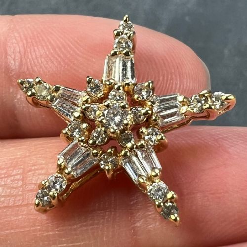 HIRSCH OPPENHEIMER DIAMOND STAR 14K YELLOW GOLD CHRISTMAS PENDANT - ADDITIONAL PHOTO 5