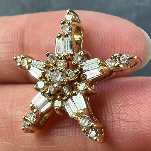 HIRSCH OPPENHEIMER DIAMOND STAR 14K YELLOW GOLD CHRISTMAS PENDANT - ADDITIONAL PHOTO 6