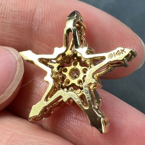 HIRSCH OPPENHEIMER DIAMOND STAR 14K YELLOW GOLD CHRISTMAS PENDANT - ADDITIONAL PHOTO 8