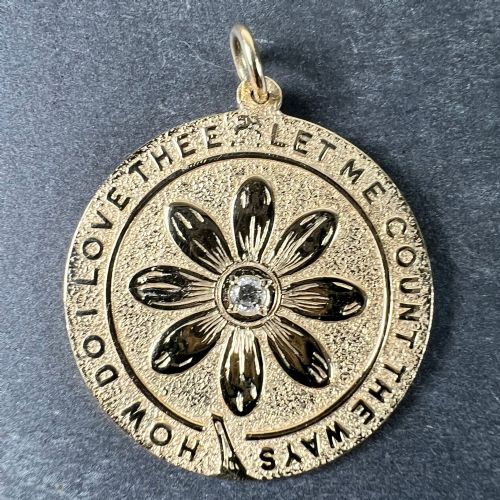 MERRIN LET ME COUNT THE WAYS DAISY 14K YELLOW GOLD DIAMOND LOVE PENDANT - ADDITIONAL PHOTO 1