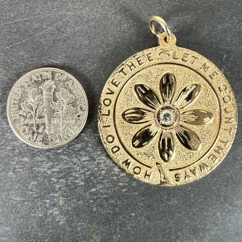MERRIN LET ME COUNT THE WAYS DAISY 14K YELLOW GOLD DIAMOND LOVE PENDANT - ADDITIONAL PHOTO 10