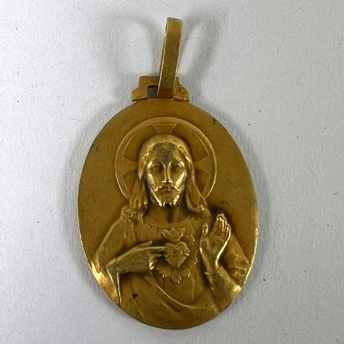 PERRIAT FRENCH SACRED HEART MADONNA AND CHILD 18K YELLOW GOLD MEDAL PENDANT - ADDITIONAL PHOTO 10