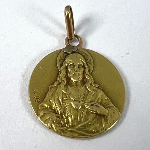 FRENCH SACRED HEART MADONNA AND CHILD 18K YELLOW GOLD MEDAL PENDANT - ADDITIONAL PHOTO 10