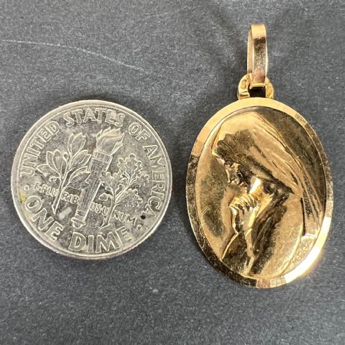 MONIER PERRIAT FRENCH VIRGIN MARY OVAL 18K YELLOW GOLD PENDANT MEDAL - ADDITIONAL PHOTO 9