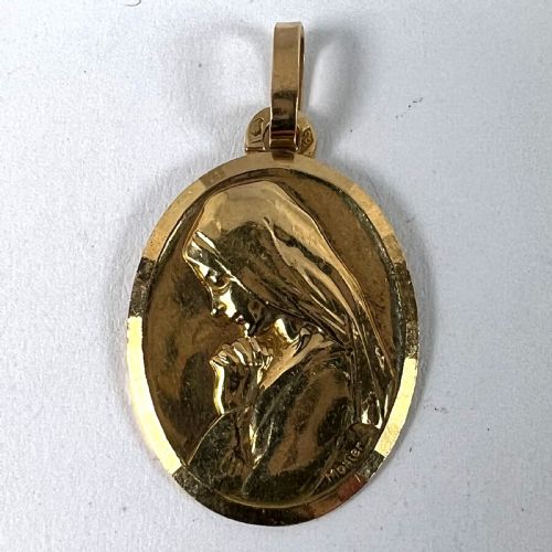MONIER PERRIAT FRENCH VIRGIN MARY OVAL 18K YELLOW GOLD PENDANT MEDAL - ADDITIONAL PHOTO 10