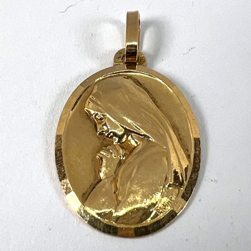 MONIER PERRIAT FRENCH VIRGIN MARY OVAL 18K YELLOW GOLD PENDANT MEDAL - ADDITIONAL PHOTO 11