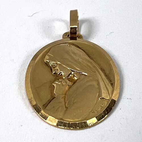 MONIER PERRIAT FRENCH VIRGIN MARY OVAL 18K YELLOW GOLD PENDANT MEDAL - ADDITIONAL PHOTO 12