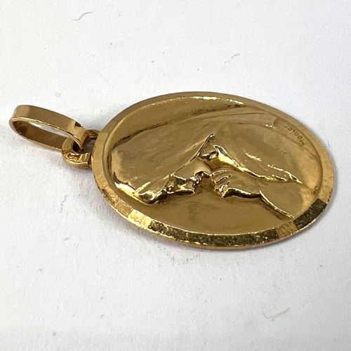 MONIER PERRIAT FRENCH VIRGIN MARY OVAL 18K YELLOW GOLD PENDANT MEDAL - ADDITIONAL PHOTO 13