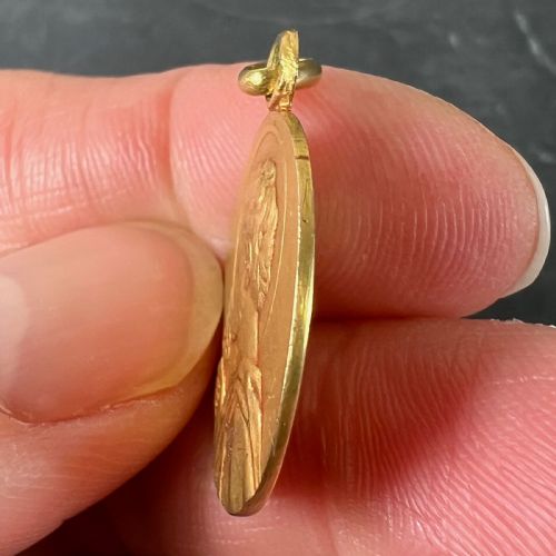 FRENCH SAINT PETER 18K YELLOW GOLD CHARM PENDANT MEDAL - ADDITIONAL PHOTO 6
