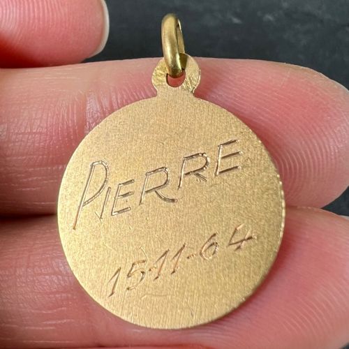 FRENCH SAINT PETER 18K YELLOW GOLD CHARM PENDANT MEDAL - ADDITIONAL PHOTO 7