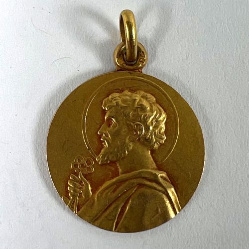 FRENCH SAINT PETER 18K YELLOW GOLD CHARM PENDANT MEDAL - ADDITIONAL PHOTO 10