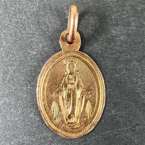 FRENCH VIRGIN MARY 18K ROSE GOLD CHARM PENDANT - ADDITIONAL PHOTO 1