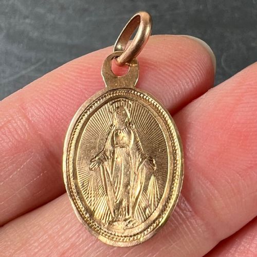 FRENCH VIRGIN MARY 18K ROSE GOLD CHARM PENDANT - ADDITIONAL PHOTO 4