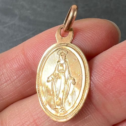 FRENCH VIRGIN MARY 18K ROSE GOLD CHARM PENDANT - ADDITIONAL PHOTO 5