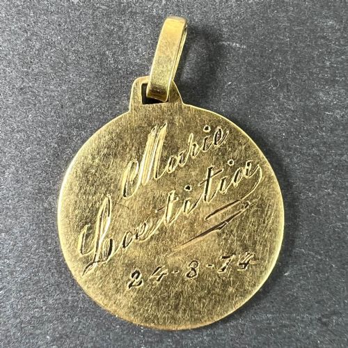FRENCH DROPSY VIRGIN MARY 18K YELLOW GOLD RELIGIOUS MEDAL PENDANT - ADDITIONAL PHOTO 2
