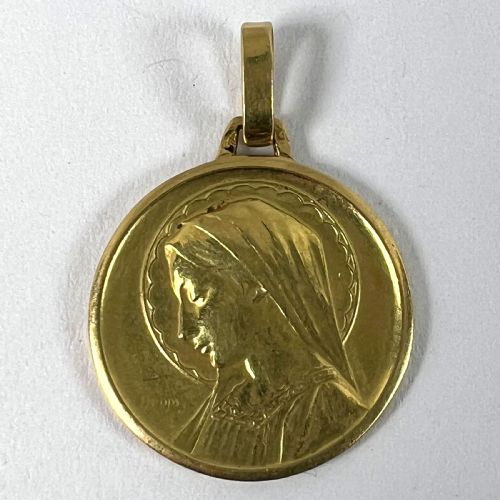 FRENCH DROPSY VIRGIN MARY 18K YELLOW GOLD RELIGIOUS MEDAL PENDANT - ADDITIONAL PHOTO 11