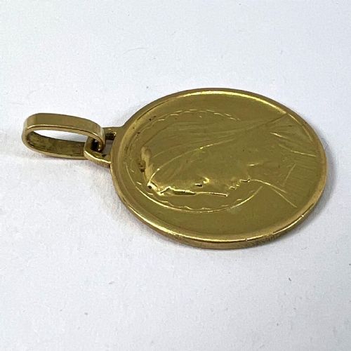 FRENCH DROPSY VIRGIN MARY 18K YELLOW GOLD RELIGIOUS MEDAL PENDANT - ADDITIONAL PHOTO 13