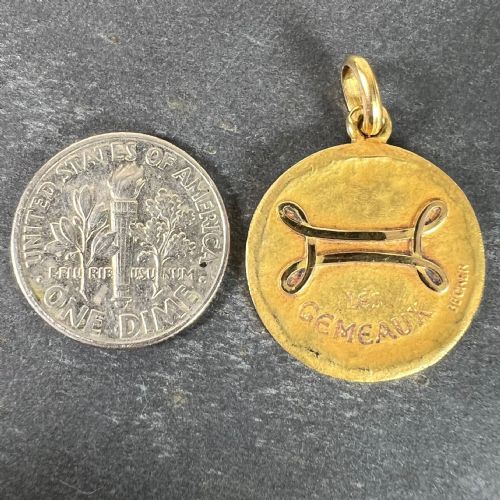 BECKER FRENCH ZODIAC GEMINI STARSIGN 18K YELLOW GOLD CHARM PENDANT - ADDITIONAL PHOTO 9