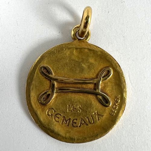 BECKER FRENCH ZODIAC GEMINI STARSIGN 18K YELLOW GOLD CHARM PENDANT - ADDITIONAL PHOTO 10