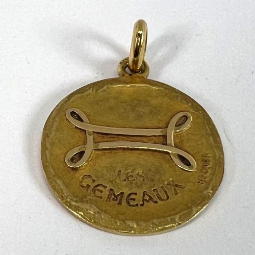BECKER FRENCH ZODIAC GEMINI STARSIGN 18K YELLOW GOLD CHARM PENDANT - ADDITIONAL PHOTO 11