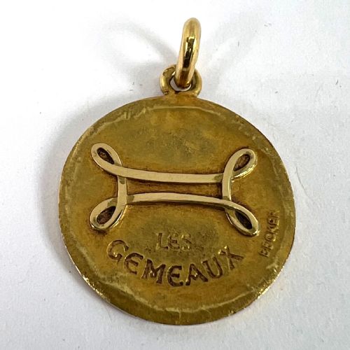 BECKER FRENCH ZODIAC GEMINI STARSIGN 18K YELLOW GOLD CHARM PENDANT - ADDITIONAL PHOTO 12
