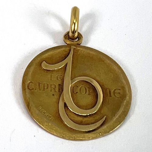 BECKER FRENCH ZODIAC CAPRICORN STARSIGN 18K YELLOW GOLD CHARM PENDANT - ADDITIONAL PHOTO 12