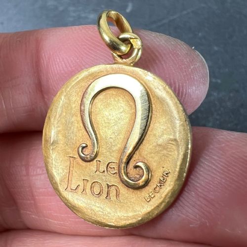 BECKER FRENCH ZODIAC LEO STARSIGN 18K YELLOW GOLD CHARM PENDANT - ADDITIONAL PHOTO 5