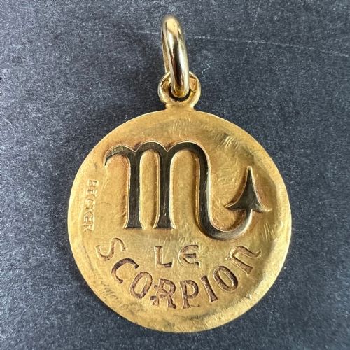 BECKER FRENCH ZODIAC SCORPIO STARSIGN 18K YELLOW GOLD CHARM PENDANT - ADDITIONAL PHOTO 1
