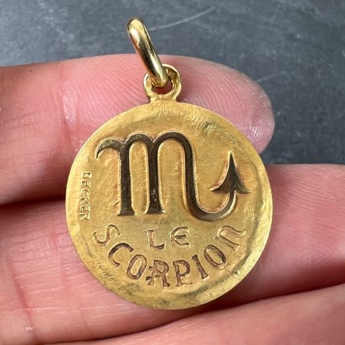 BECKER FRENCH ZODIAC SCORPIO STARSIGN 18K YELLOW GOLD CHARM PENDANT - ADDITIONAL PHOTO 4