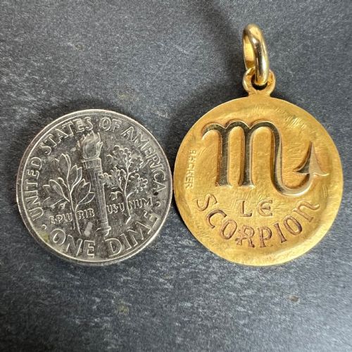 BECKER FRENCH ZODIAC SCORPIO STARSIGN 18K YELLOW GOLD CHARM PENDANT - ADDITIONAL PHOTO 8