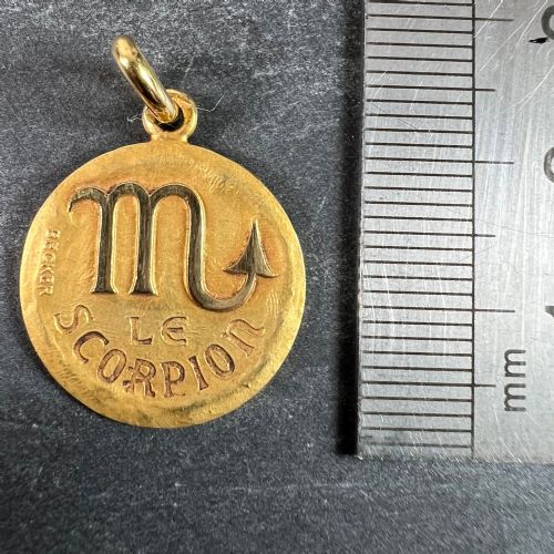 BECKER FRENCH ZODIAC SCORPIO STARSIGN 18K YELLOW GOLD CHARM PENDANT - ADDITIONAL PHOTO 9