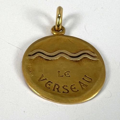 BECKER FRENCH ZODIAC AQUARIUS STARSIGN 18K YELLOW GOLD CHARM PENDANT - ADDITIONAL PHOTO 12