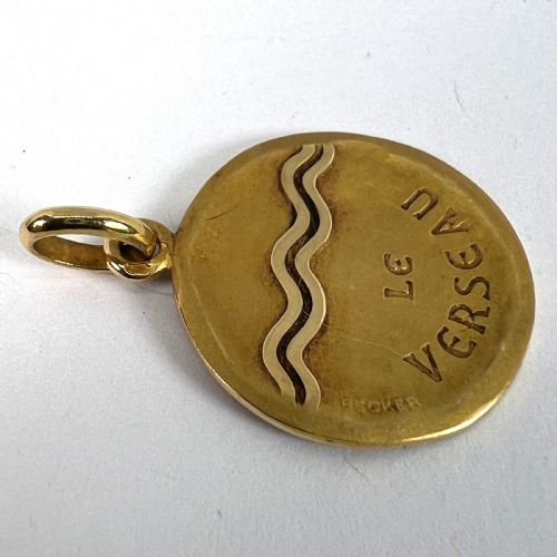 BECKER FRENCH ZODIAC AQUARIUS STARSIGN 18K YELLOW GOLD CHARM PENDANT - ADDITIONAL PHOTO 13