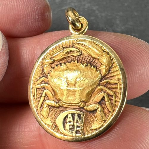 BECKER FRENCH ZODIAC CANCER STARSIGN 18K YELLOW GOLD CHARM PENDANT - ADDITIONAL PHOTO 8