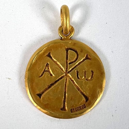 FRENCH BECKER CHI RHO JESUS CHRIST ALPHA OMEGA 18K YELLOW GOLD MEDAL PENDANT - ADDITIONAL PHOTO 10