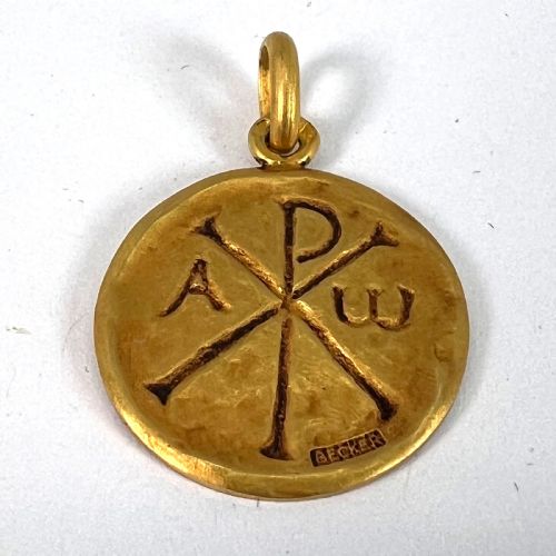 FRENCH BECKER CHI RHO JESUS CHRIST ALPHA OMEGA 18K YELLOW GOLD MEDAL PENDANT - ADDITIONAL PHOTO 11