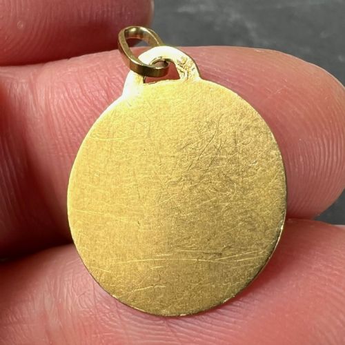 FRENCH DROPSY VIRGIN MARY 18K YELLOW GOLD MEDAL CHARM PENDANT - ADDITIONAL PHOTO 6