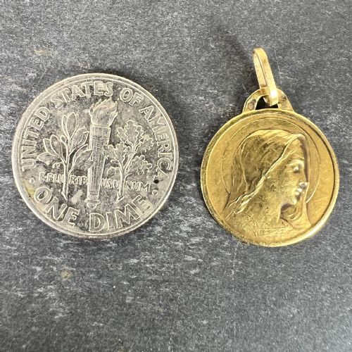 FRENCH DROPSY VIRGIN MARY 18K YELLOW GOLD MEDAL CHARM PENDANT - ADDITIONAL PHOTO 9