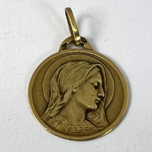 FRENCH DROPSY VIRGIN MARY 18K YELLOW GOLD MEDAL CHARM PENDANT - ADDITIONAL PHOTO 11