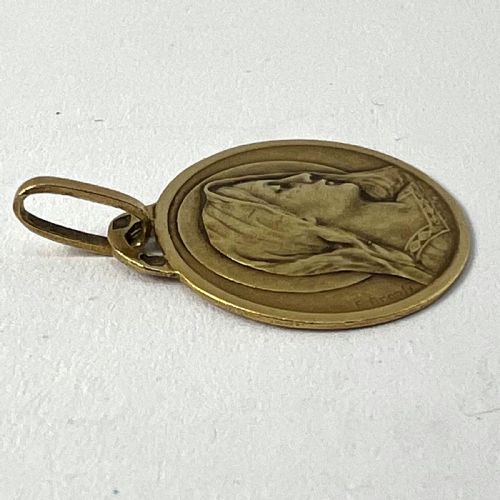 FRENCH DROPSY VIRGIN MARY 18K YELLOW GOLD MEDAL CHARM PENDANT - ADDITIONAL PHOTO 13