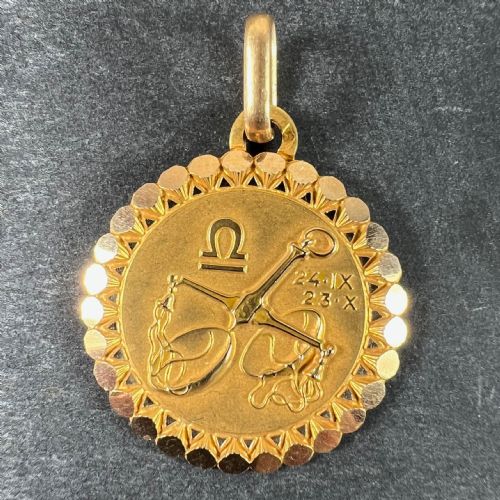 FRENCH PERROUD LARGE LIBRA ZODIAC STARSIGN 18K YELLOW GOLD CHARM PENDANT - ADDITIONAL PHOTO 1