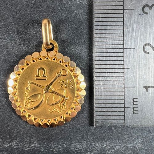 FRENCH PERROUD LARGE LIBRA ZODIAC STARSIGN 18K YELLOW GOLD CHARM PENDANT - ADDITIONAL PHOTO 8
