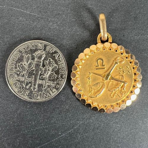 FRENCH PERROUD LARGE LIBRA ZODIAC STARSIGN 18K YELLOW GOLD CHARM PENDANT - ADDITIONAL PHOTO 9