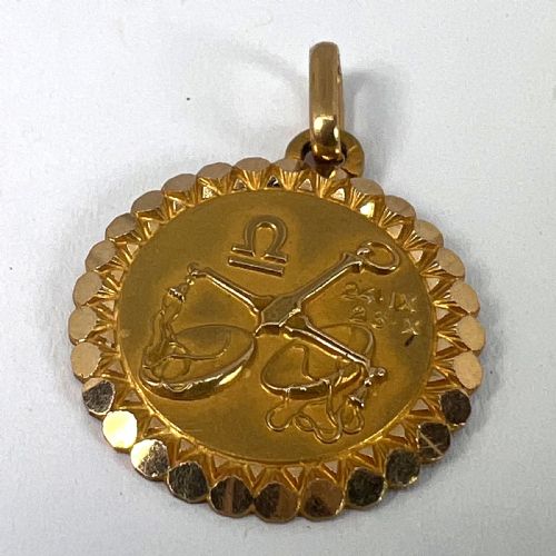 FRENCH PERROUD LARGE LIBRA ZODIAC STARSIGN 18K YELLOW GOLD CHARM PENDANT - ADDITIONAL PHOTO 11