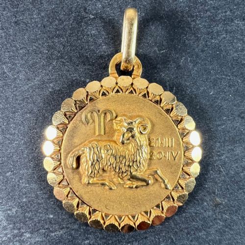 FRENCH PERROUD LARGE ARES ZODIAC STARSIGN 18K YELLOW GOLD CHARM PENDANT - ADDITIONAL PHOTO 1