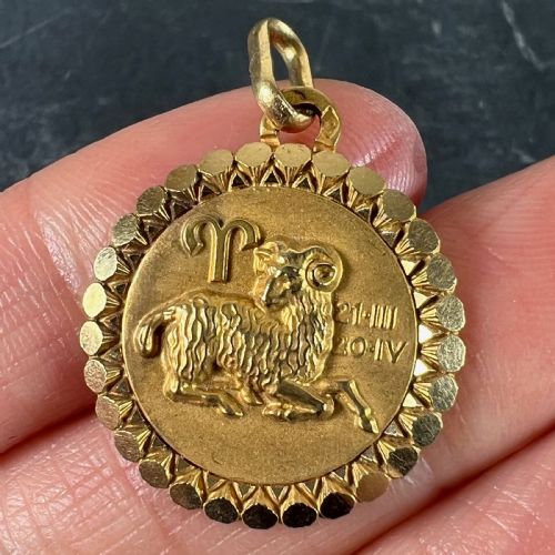 FRENCH PERROUD LARGE ARES ZODIAC STARSIGN 18K YELLOW GOLD CHARM PENDANT - ADDITIONAL PHOTO 4