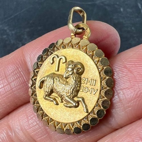 FRENCH PERROUD LARGE ARES ZODIAC STARSIGN 18K YELLOW GOLD CHARM PENDANT - ADDITIONAL PHOTO 5