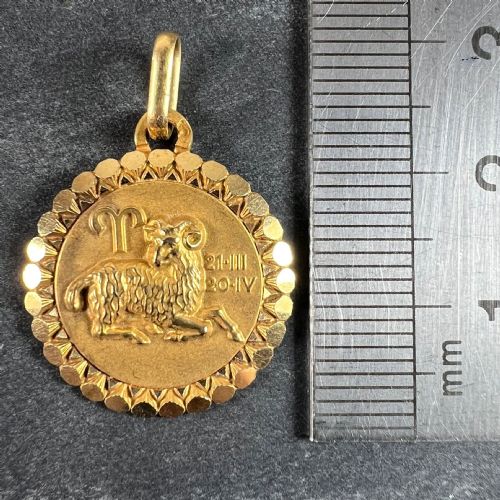 FRENCH PERROUD LARGE ARES ZODIAC STARSIGN 18K YELLOW GOLD CHARM PENDANT - ADDITIONAL PHOTO 8